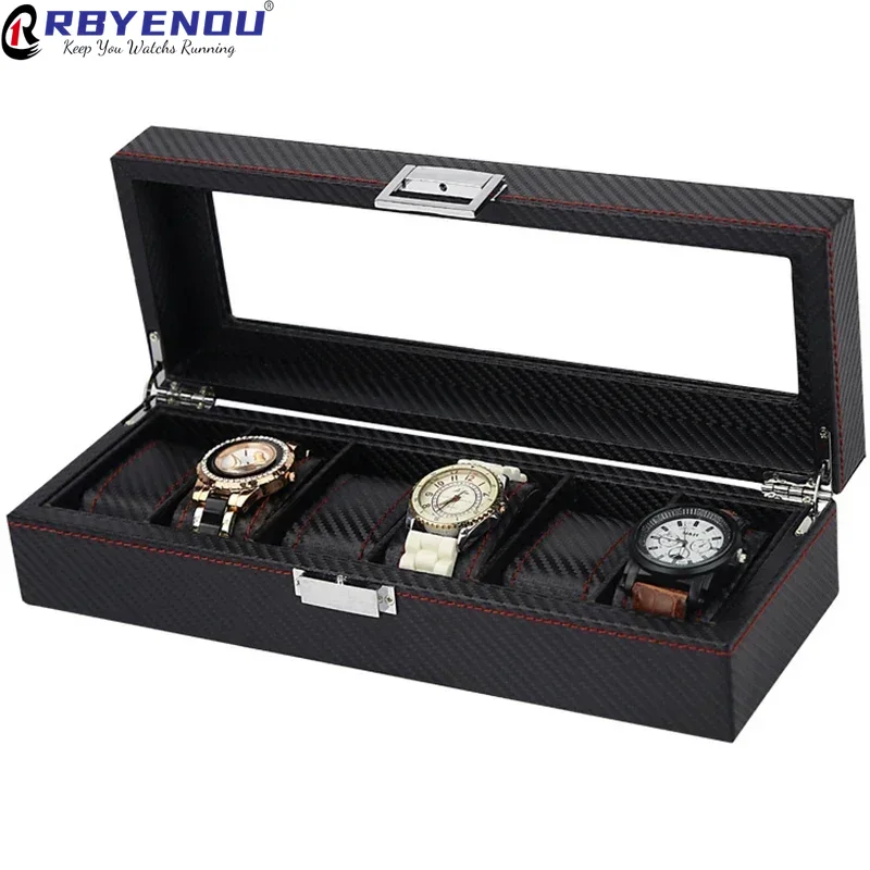 Watch Display Storage Box Carbon Fiber - OEM PU 가죽 카본 파이버 질감