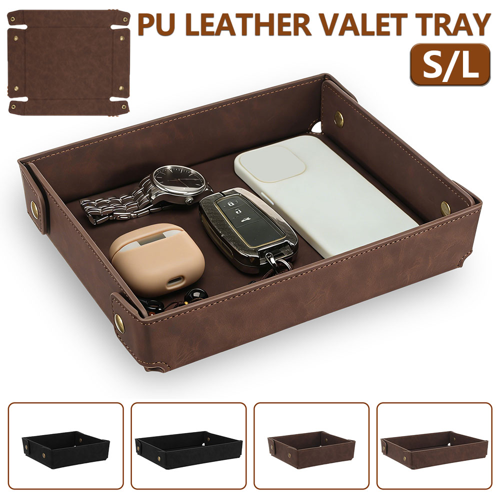 Valet Tray Nightstand Organizer Leather - PU 가죽 발렛 트레이 휴대용 접이식