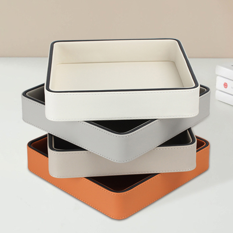 Valet Tray Nightstand Organizer Leather - 쌓을 수있는 타원형 트레이 북유럽 스타일