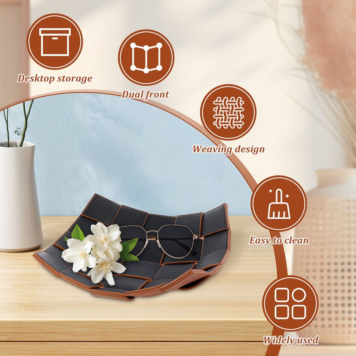 Valet Tray Nightstand Organizer Leather - ABNH 발렛 PU 가죽 키홀더 볼