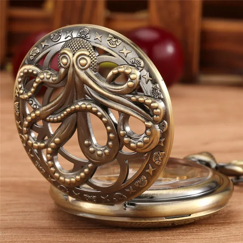Pocket Watch Mechanical Skeleton Vintage - 빈티지 문어 디자인 남녀 공용 기계식