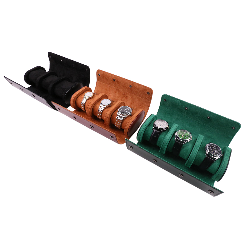 Watch Travel Roll Case 3 Slots Leather - 럭셔리 휴대용 3 슬롯 PU 가죽