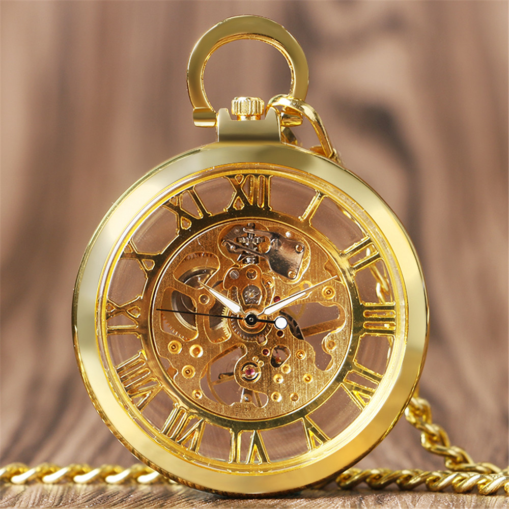 Pocket Watch Mechanical Skeleton Vintage - 투명 해골 로마 숫자 기계식 시계