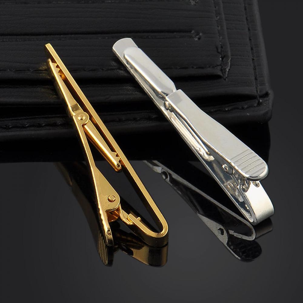 Tie Clip Bar Set Stainless Steel - 남성용 금속 실버 골드 심플 넥타이
