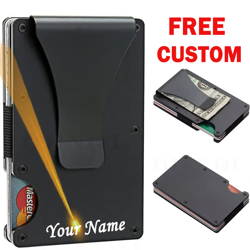Money Clip Minimalist Rfid Blocking - 맞춤 이름 남성 지갑 앞주머니 RFID