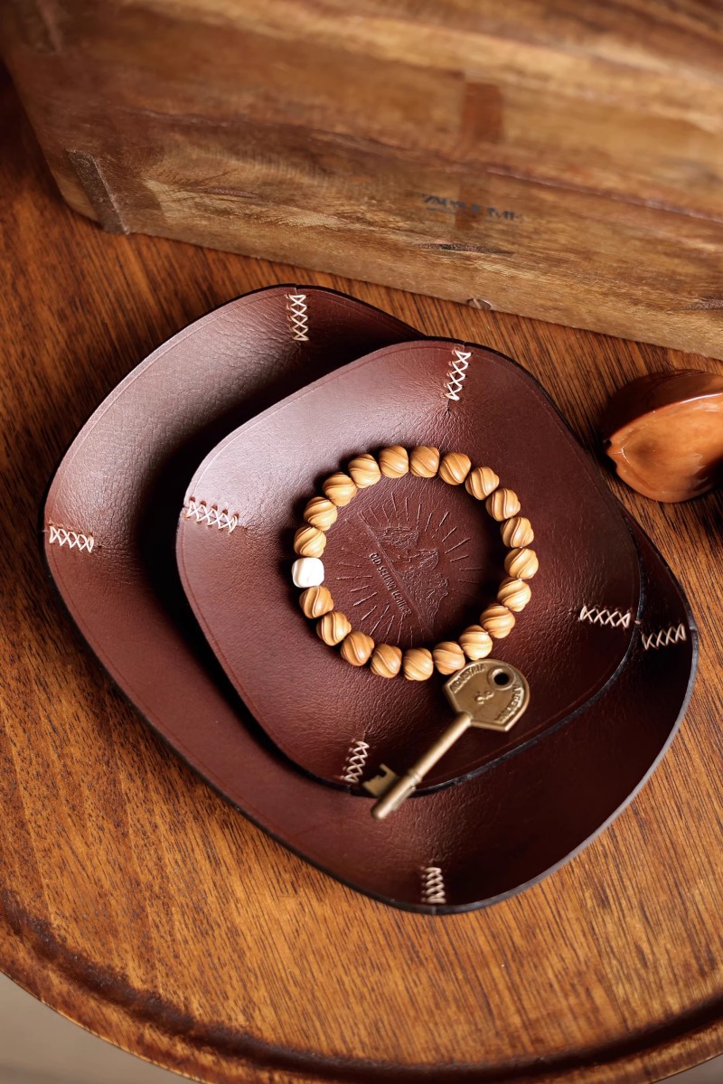 Valet Tray Nightstand Organizer Leather - 수제 이탈리아 가죽 발렛 트레이 현관