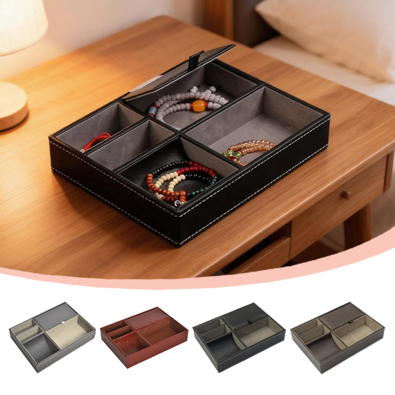 Valet Tray Nightstand Organizer Leather - 나무 가죽 트레이 정리함 남성용 발렛