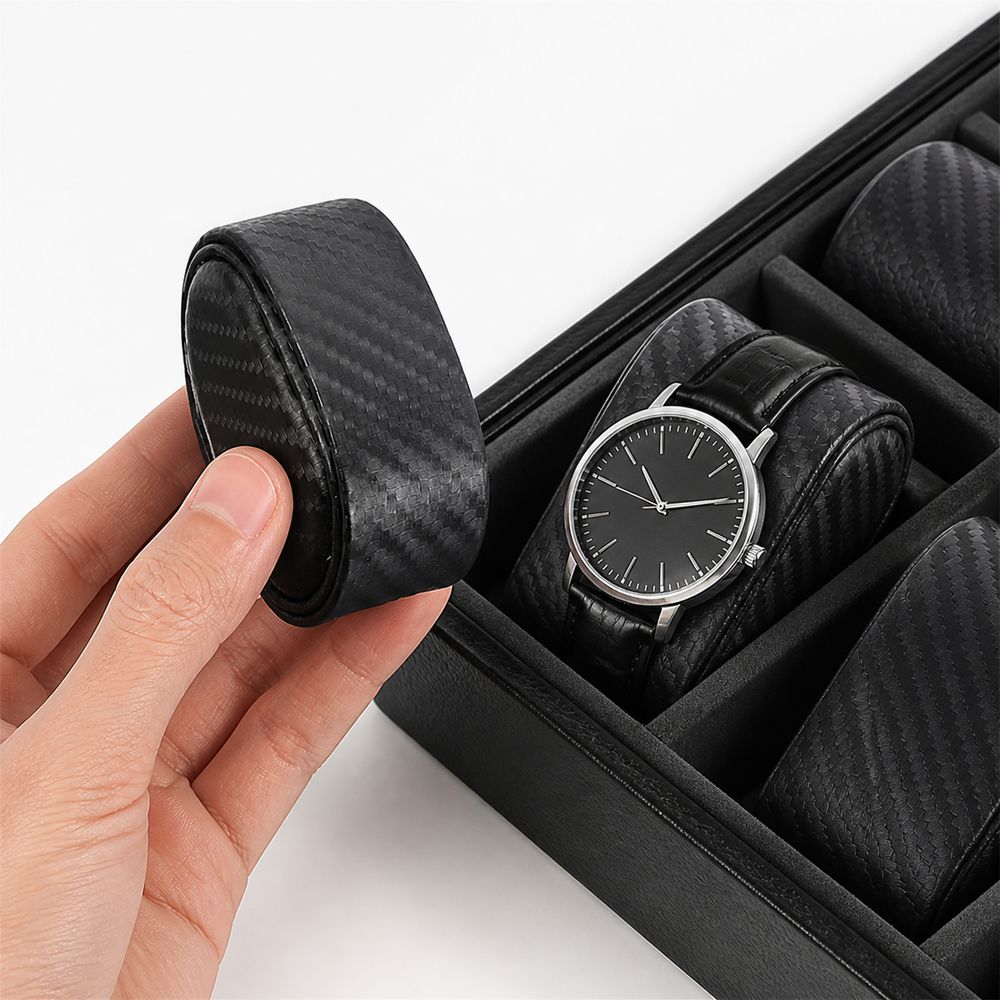 Watch Display Storage Box Carbon Fiber - 탄소 섬유 질감 시계 디스플레이 베개