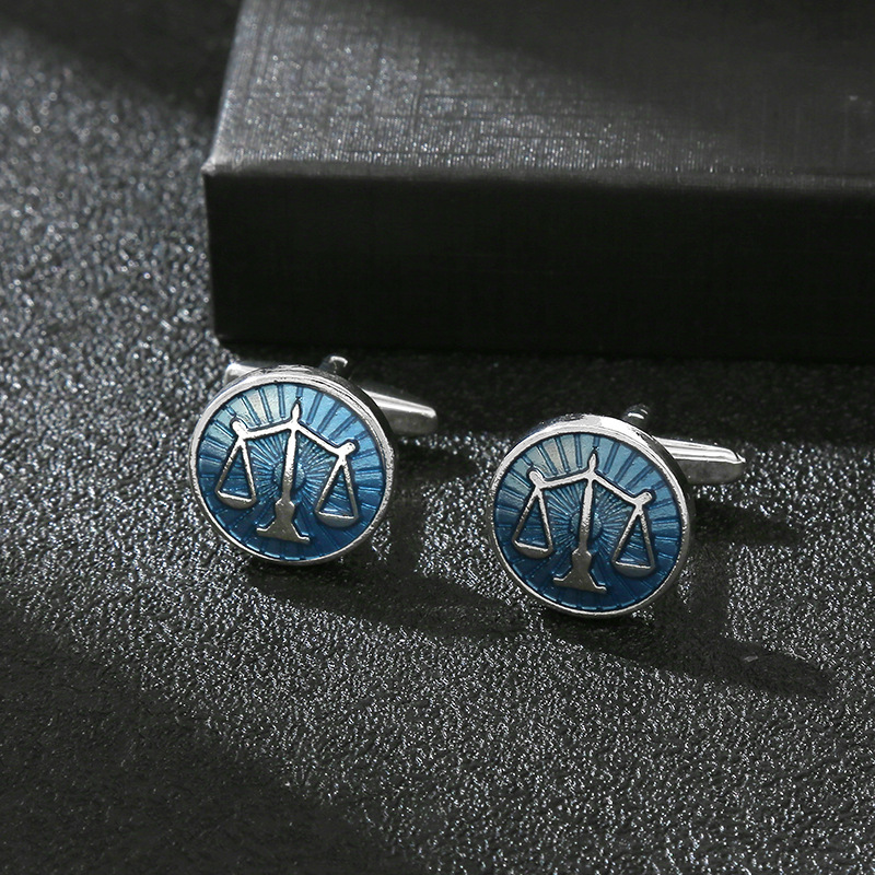 Cufflinks Men Stainless Steel Luxury - 신제품 절묘한 라운드 블루 밸런스 스케일