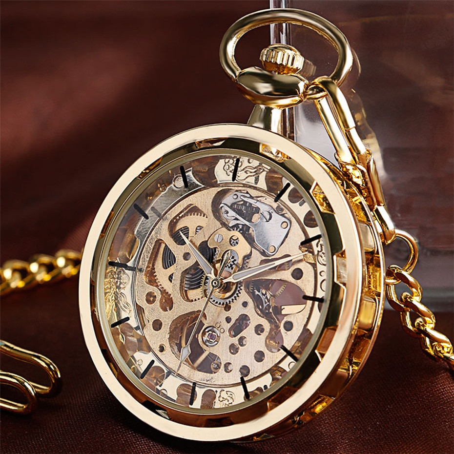 Pocket Watch Mechanical Skeleton Vintage - 투명한 오픈 페이스 속이 비치는 스켈레톤