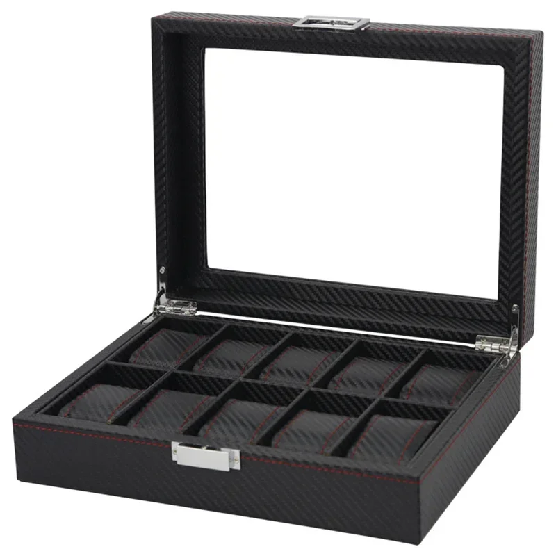 OEM PU 가죽 카본 파이버 질감 선루프 컬렉션 디스 - Watch Display Storage Box Carbon Fiber 리뷰 및 가격