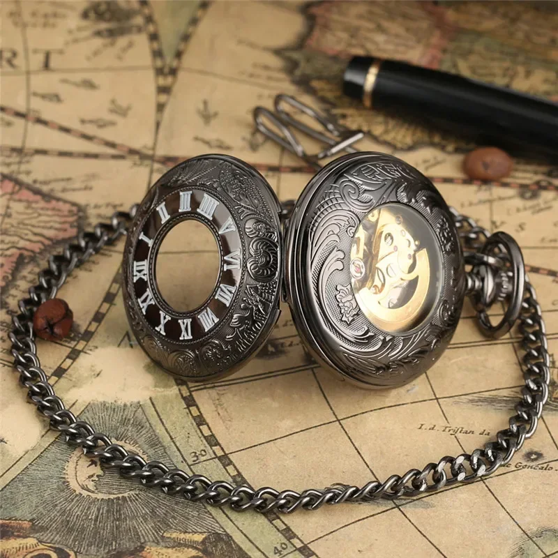 앤티크 스타일의 로마 숫자가 새겨진 조각 장식의 회중시 - Pocket Watch Mechanical Skeleton Vintage 리뷰 및 가격