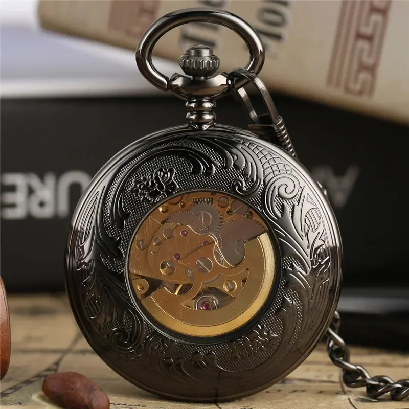 앤티크 스타일의 로마 숫자가 새겨진 조각 장식의 회중시 - Pocket Watch Mechanical Skeleton Vintage 리뷰 및 가격