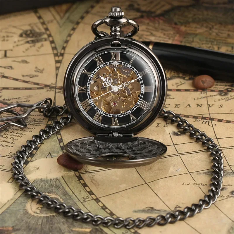 앤티크 스타일의 로마 숫자가 새겨진 조각 장식의 회중시 - Pocket Watch Mechanical Skeleton Vintage 리뷰 및 가격