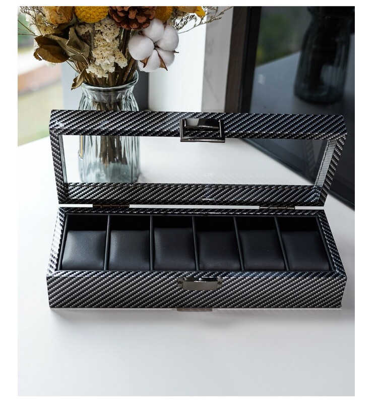 카본 섬유 소재의 고급 시계 보관함, 6/10/12개  - Watch Display Storage Box Carbon Fiber 리뷰 및 가격