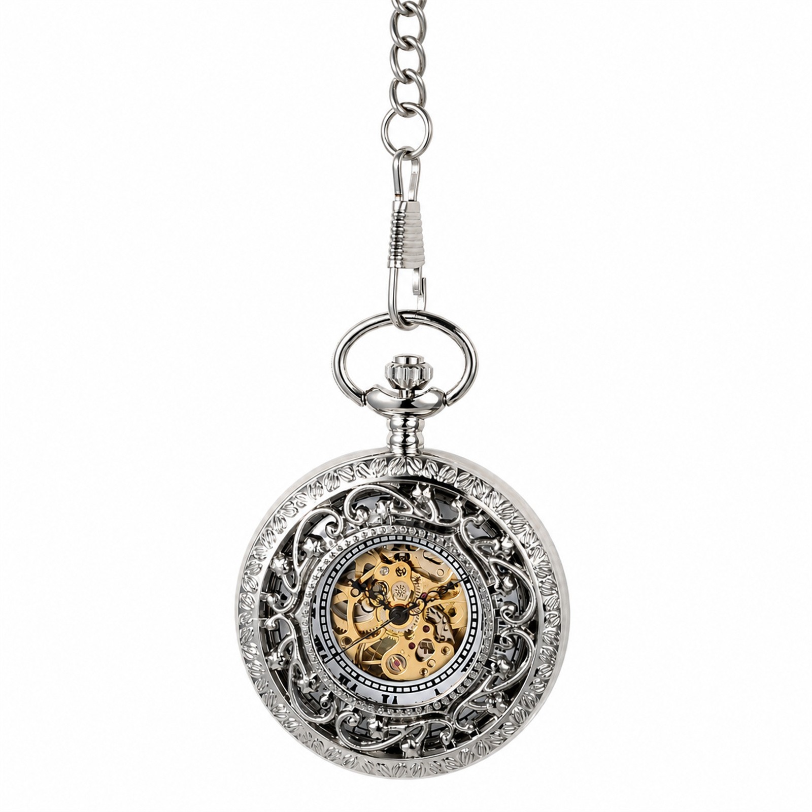 남성용 스켈레톤 메커니컬 포켓 시계, 복고풍 로마 숫자 - Pocket Watch Mechanical Skeleton Vintage 리뷰 및 가격