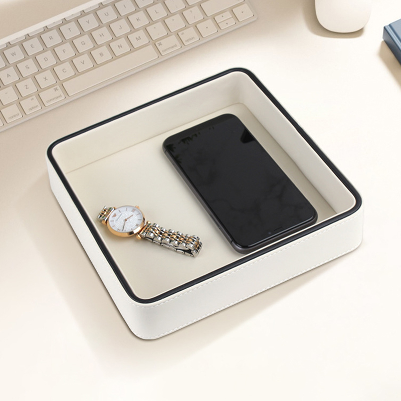 쌓을 수있는 타원형 트레이 북유럽 스타일 스토리지 트레 - Valet Tray Nightstand Organizer Leather 리뷰 및 가격