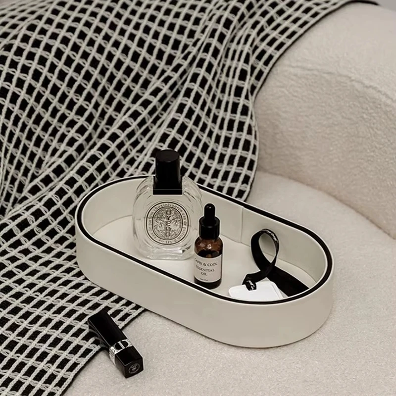 쌓을 수있는 타원형 트레이 북유럽 스타일 스토리지 트레 - Valet Tray Nightstand Organizer Leather 리뷰 및 가격