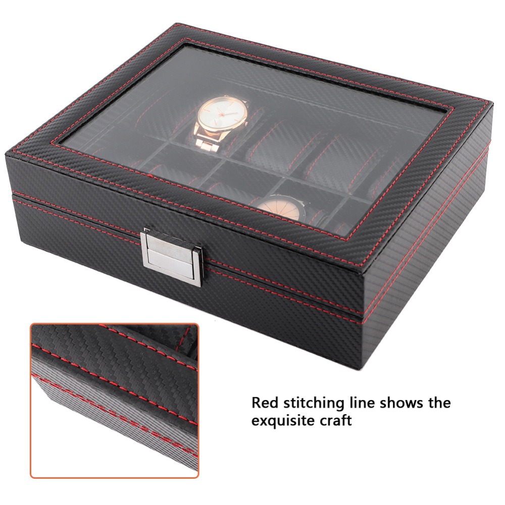 탄소 섬유 질감 시계 상자 가죽 소재 능직 패턴 시계  - Watch Display Storage Box Carbon Fiber 리뷰 및 가격