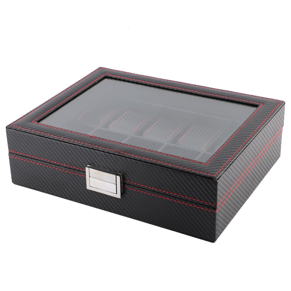 탄소 섬유 질감 시계 상자 가죽 소재 능직 패턴 시계  - Watch Display Storage Box Carbon Fiber 리뷰 및 가격