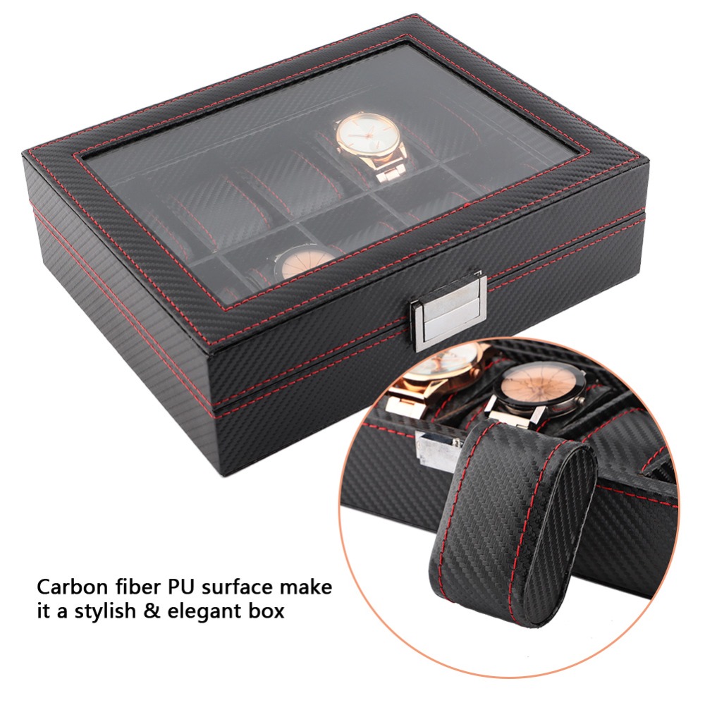 탄소 섬유 질감 시계 상자 가죽 소재 능직 패턴 시계  - Watch Display Storage Box Carbon Fiber 리뷰 및 가격