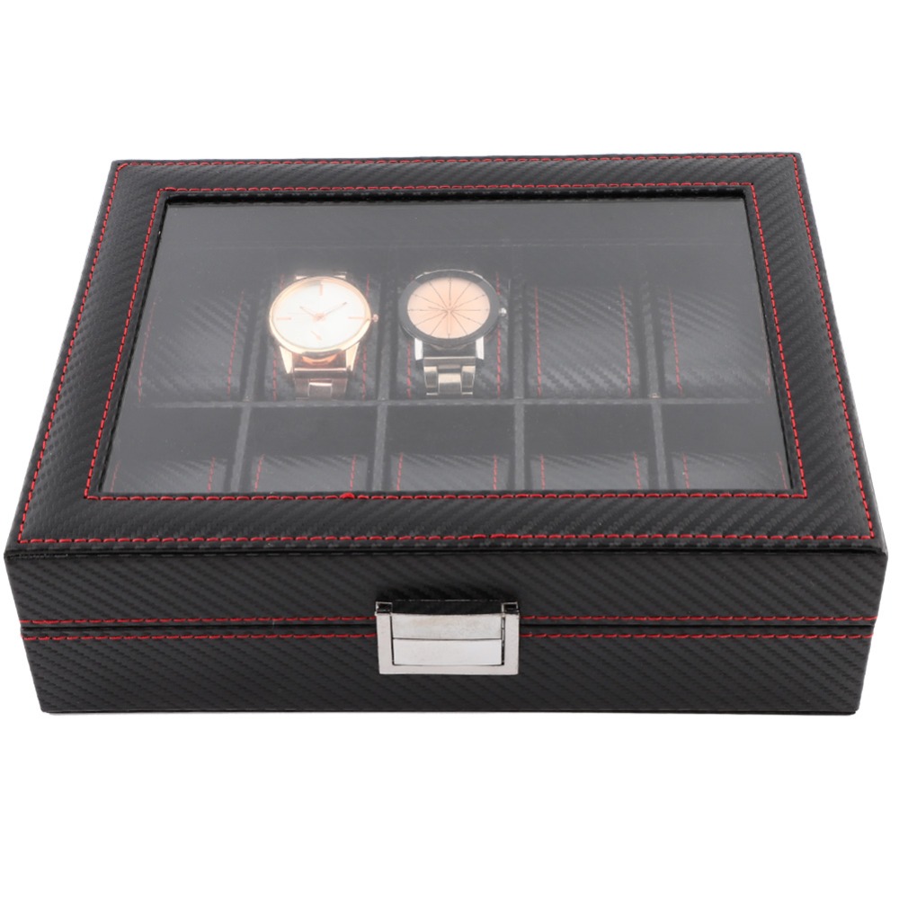 탄소 섬유 질감 시계 상자 가죽 소재 능직 패턴 시계  - Watch Display Storage Box Carbon Fiber 리뷰 및 가격