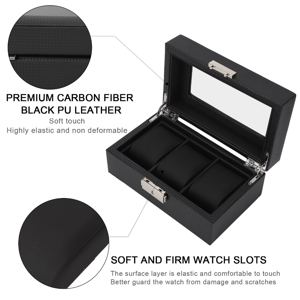 보호용 카본 파이버 시계 보관함 블랙 3슬롯 시계 디스 - Watch Display Storage Box Carbon Fiber 리뷰 및 가격
