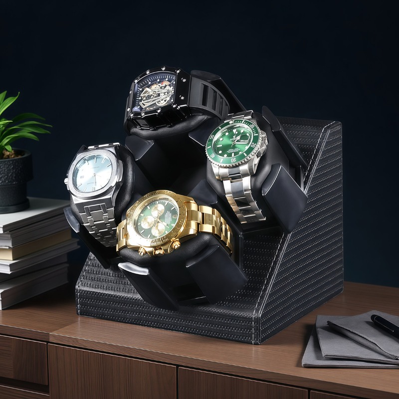 3구 또는 4구 자동 시계 와인더, 섬유 보드 재질,  - Watch Winder 4 Watches Automatic Silent 리뷰 및 가격