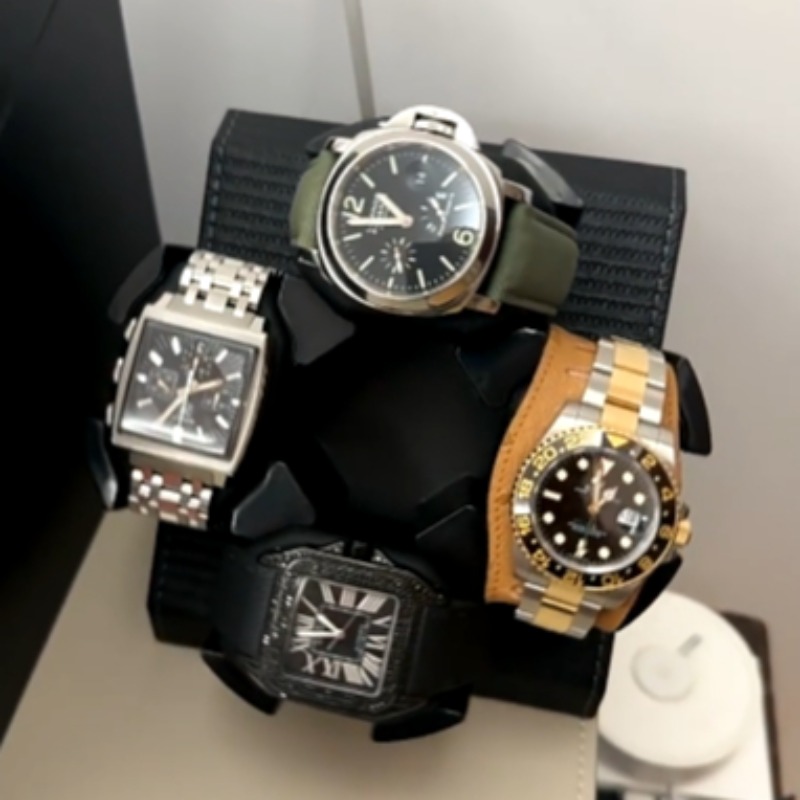 3구 또는 4구 자동 시계 와인더, 섬유 보드 재질,  - Watch Winder 4 Watches Automatic Silent 리뷰 및 가격