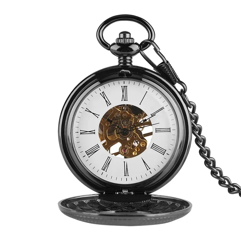 빈티지 블랙 하프 헌터 남녀 공용 기계식 수동 감기 포 - Pocket Watch Mechanical Skeleton Vintage 리뷰 및 가격