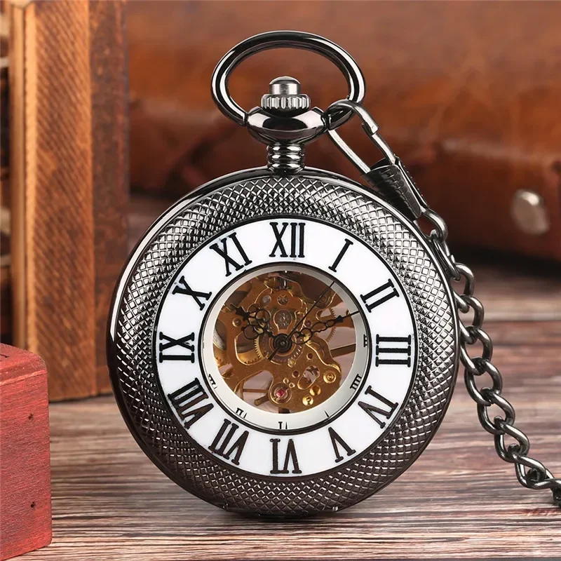 빈티지 블랙 하프 헌터 남녀 공용 기계식 수동 감기 포 - Pocket Watch Mechanical Skeleton Vintage 리뷰 및 가격