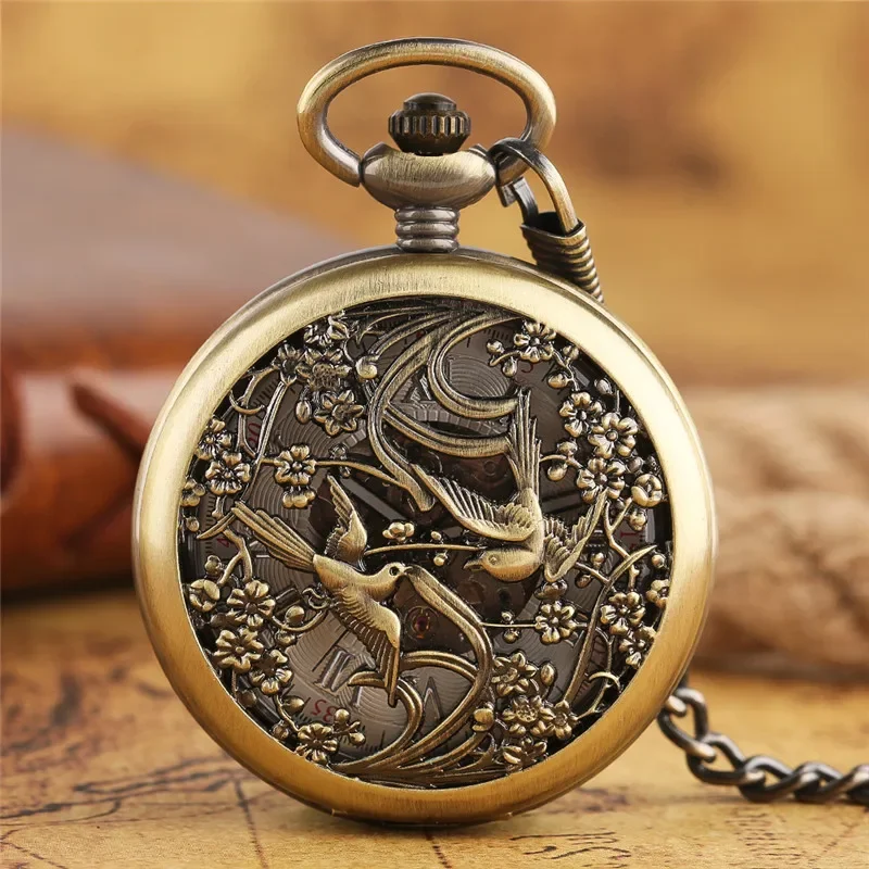 빈티지 홀로우 아웃 까치 포켓 시계 남녀 공용 스켈레톤 - Pocket Watch Mechanical Skeleton Vintage 리뷰 및 가격