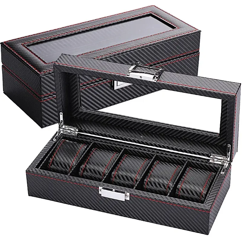 KSGM 패션 스타일 블랙 탄소 섬유 패턴 디스플레이  - Watch Display Storage Box Carbon Fiber 리뷰 및 가격