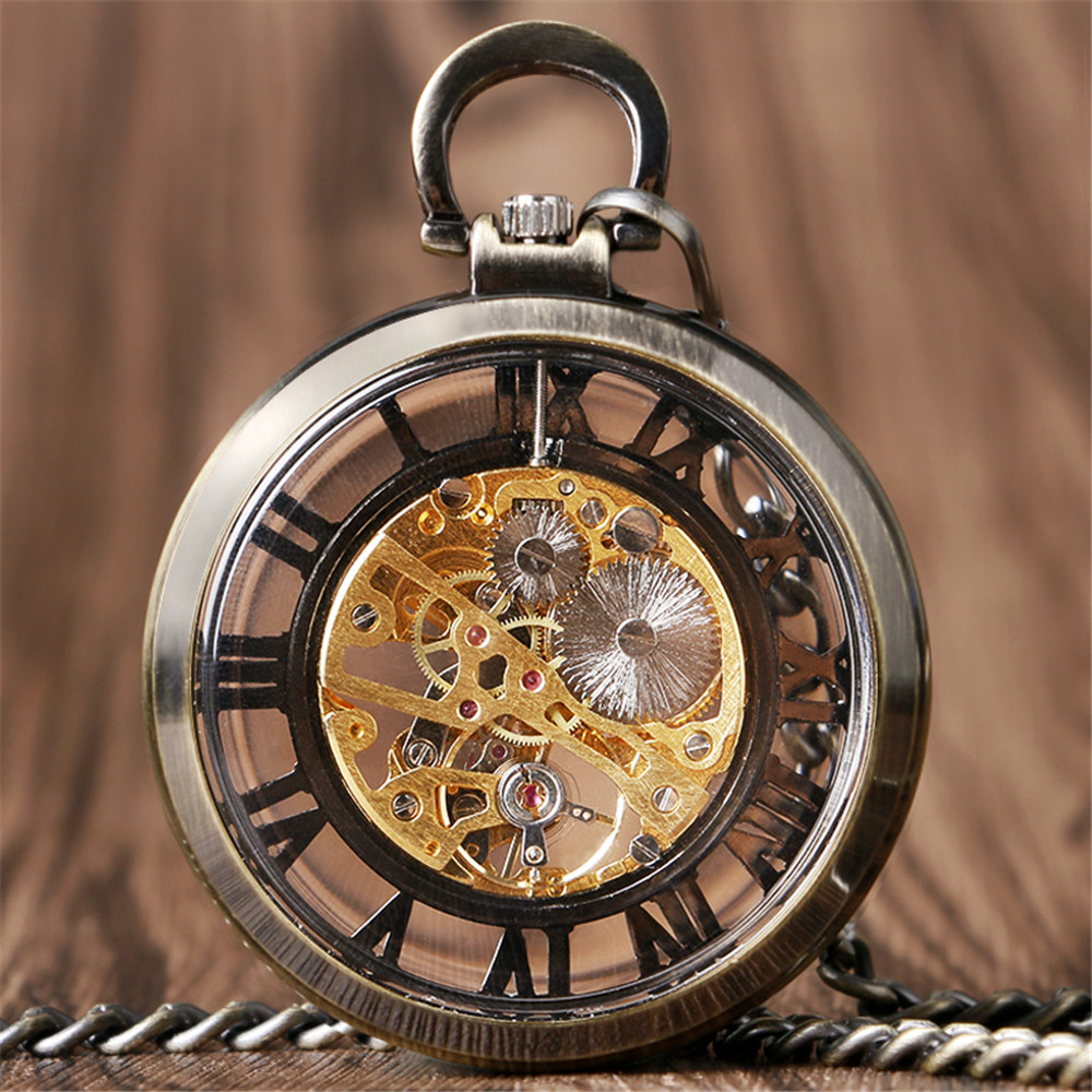 투명 해골 로마 숫자 기계식 시계 남자 오픈 페이스 패 - Pocket Watch Mechanical Skeleton Vintage 리뷰 및 가격
