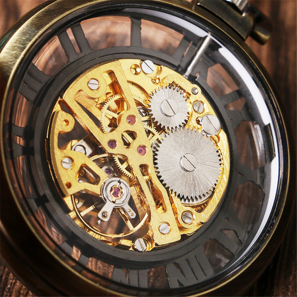 투명 해골 로마 숫자 기계식 시계 남자 오픈 페이스 패 - Pocket Watch Mechanical Skeleton Vintage 리뷰 및 가격