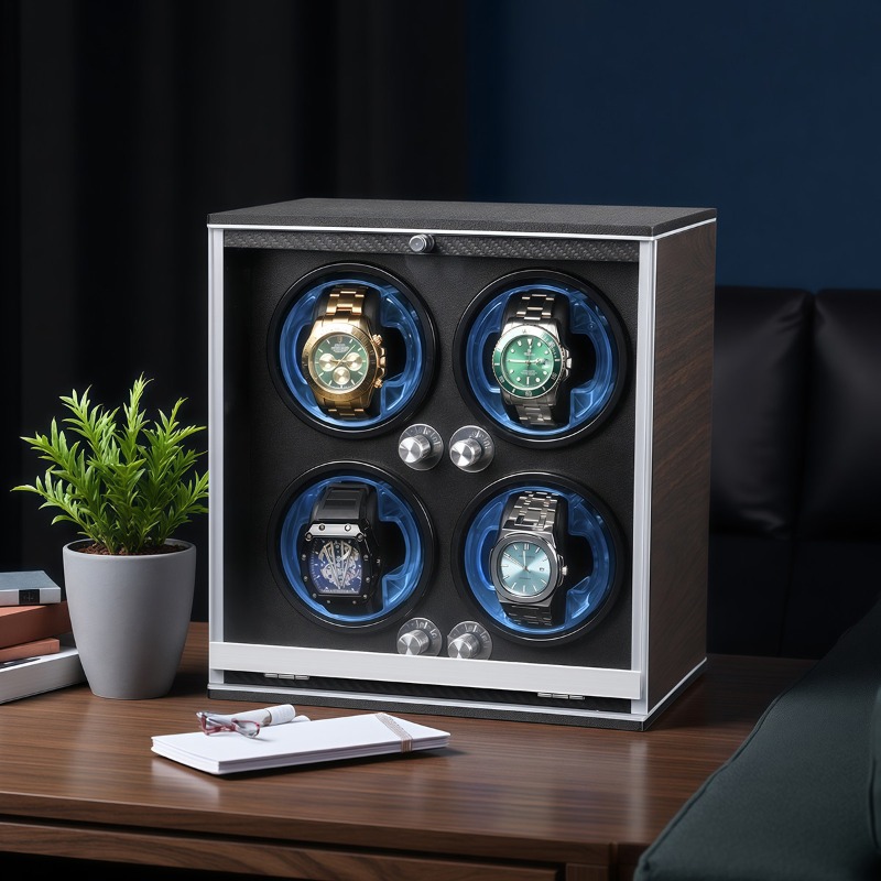LED 조명이 장착된 4개의 시계를 동시에 감아주는 자 - Watch Winder 4 Watches Automatic Silent 리뷰 및 가격