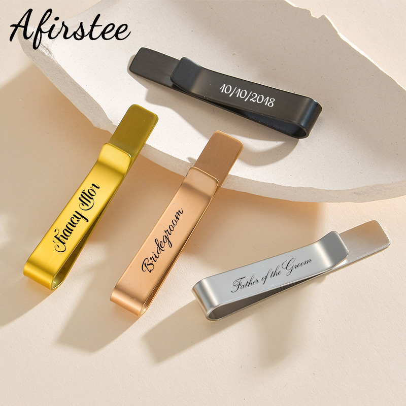 Afirstee 스테인레스 스틸 새겨진 이름 넥타이 클 - Tie Clip Bar Set Stainless Steel 리뷰 및 가격