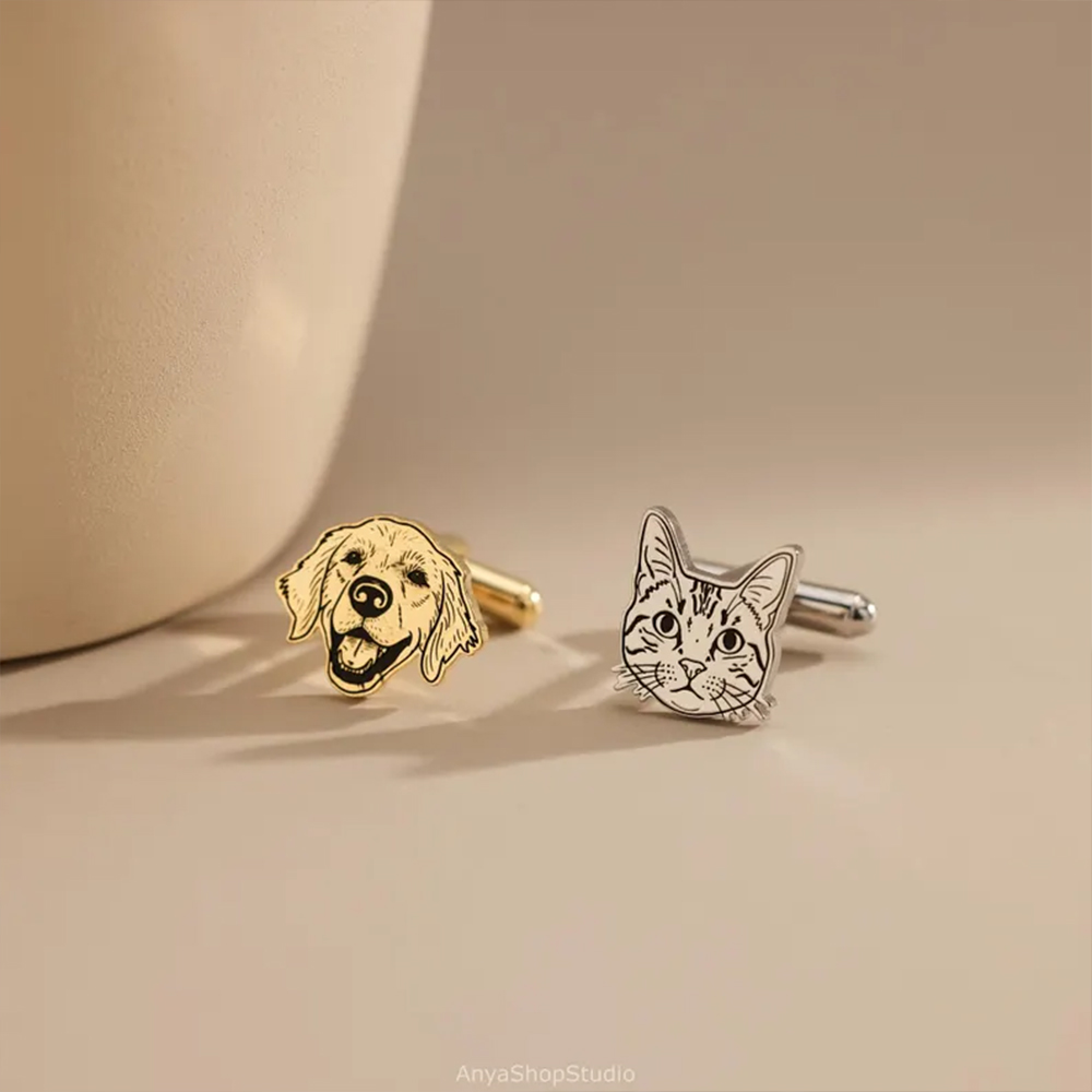맞춤형 반려동물 초상화 커프링크스, 고양이/강아지 사진 - Cufflinks Men Stainless Steel Luxury 리뷰 및 가격