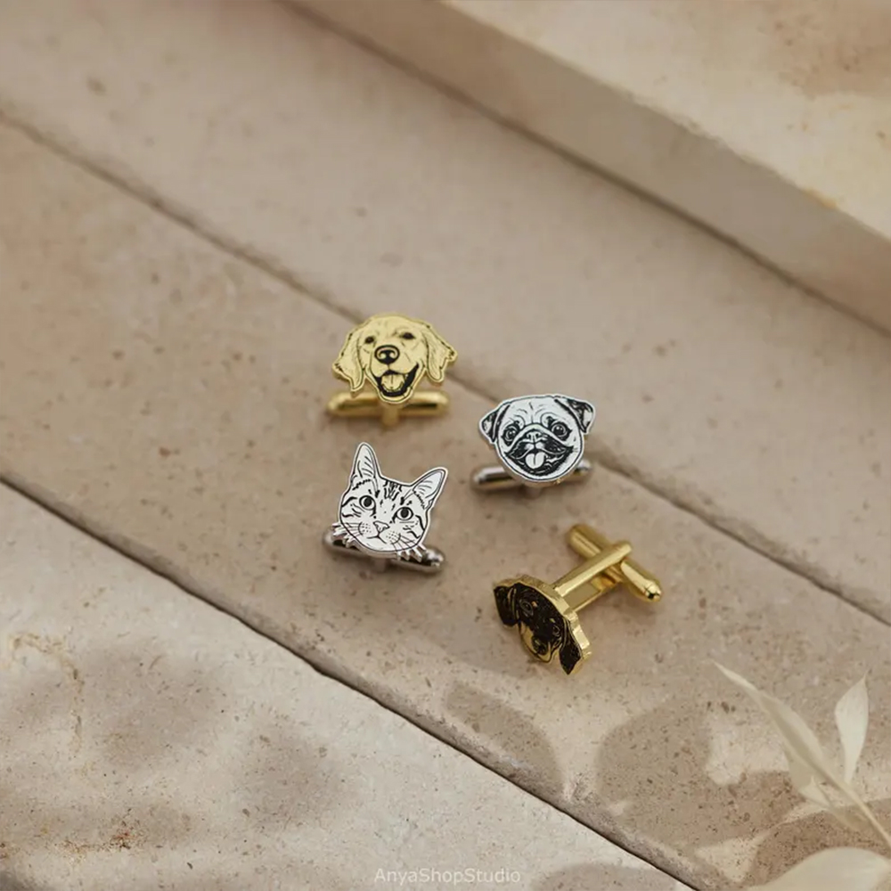 맞춤형 반려동물 초상화 커프링크스, 고양이/강아지 사진 - Cufflinks Men Stainless Steel Luxury 리뷰 및 가격