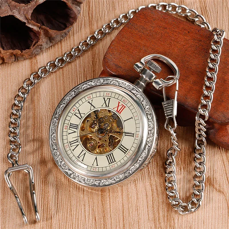 빈티지 남녀 공용 스켈레톤 수동 기계식 포켓 시계 로마 - Pocket Watch Mechanical Skeleton Vintage 리뷰 및 가격