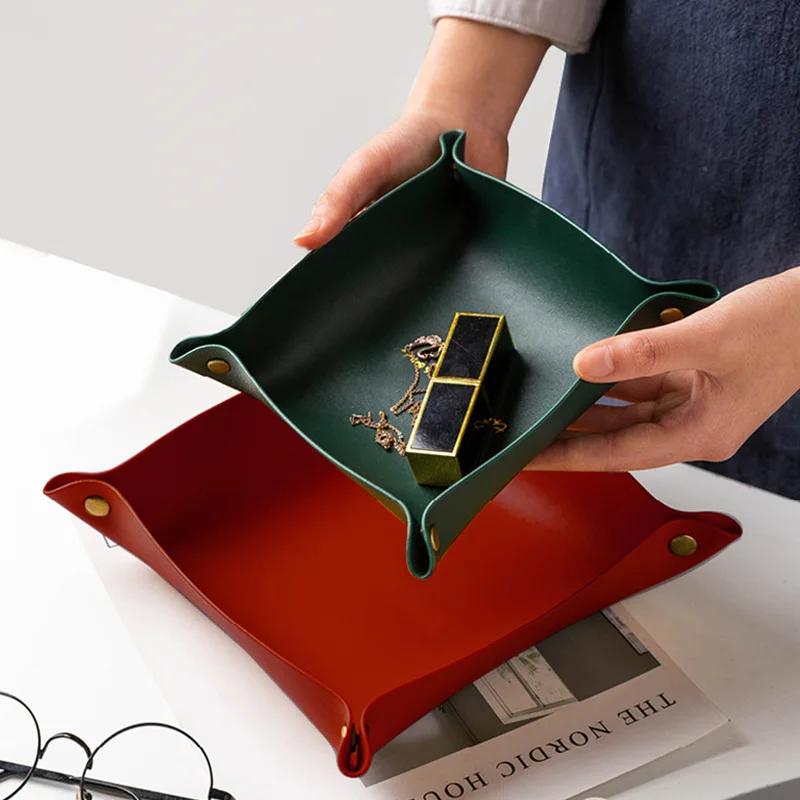 1/2개입, 25x25cm 크기의 접이식 정리 트레이, - Valet Tray Nightstand Organizer Leather 리뷰 및 가격
