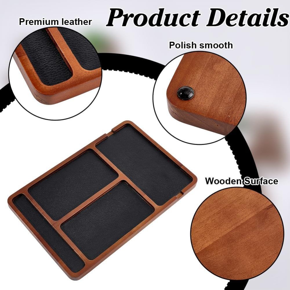 나무 소재의 트레이, 침대 옆 탁자 정리함, 가죽 안감 - Valet Tray Nightstand Organizer Leather 리뷰 및 가격
