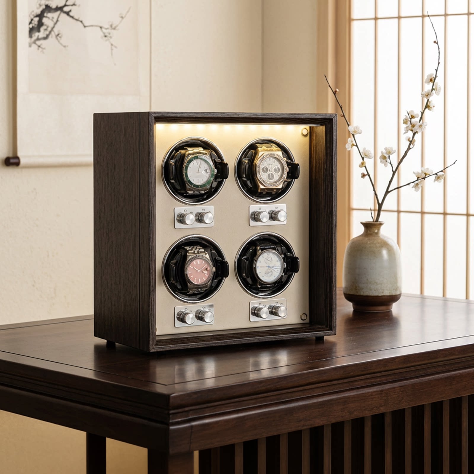 Virtorix 4 슬롯 시계 와인더 호두나무 마부치  - Watch Winder 4 Watches Automatic Silent 리뷰 및 가격