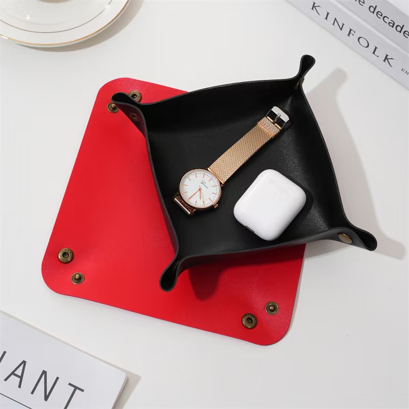 PU 가죽 접이식 수납 트레이, 화장품, 열쇠, 동전, - Valet Tray Nightstand Organizer Leather 리뷰 및 가격