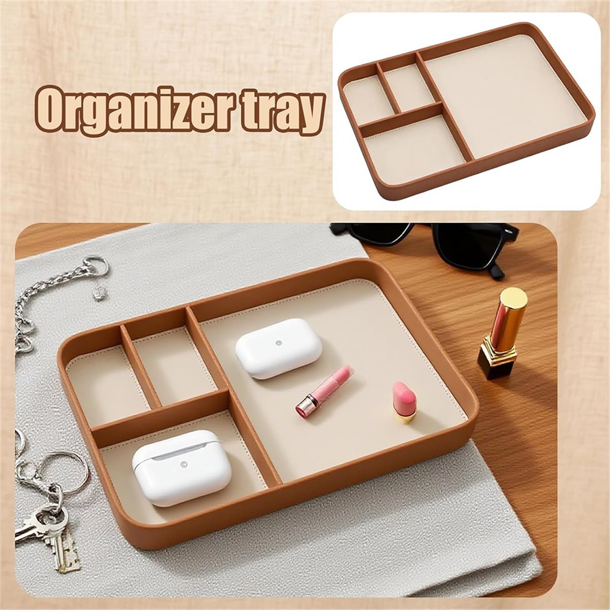 고품질 남성용 비건 가죽 발렛 트레이 우아한 침대 옆  - Valet Tray Nightstand Organizer Leather 리뷰 및 가격