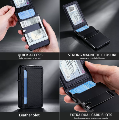 OUIO 남성용 RFID 차단 PU 가죽 지갑, 슬림하 - Money Clip Minimalist Rfid Blocking 리뷰 및 가격
