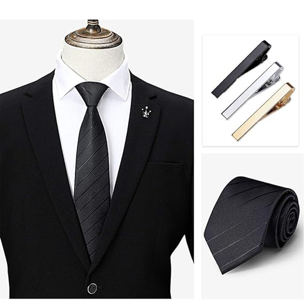 남성용 넥타이 클립 1개 또는 3개 세트, 롱 스타일  - Tie Clip Bar Set Stainless Steel 리뷰 및 가격