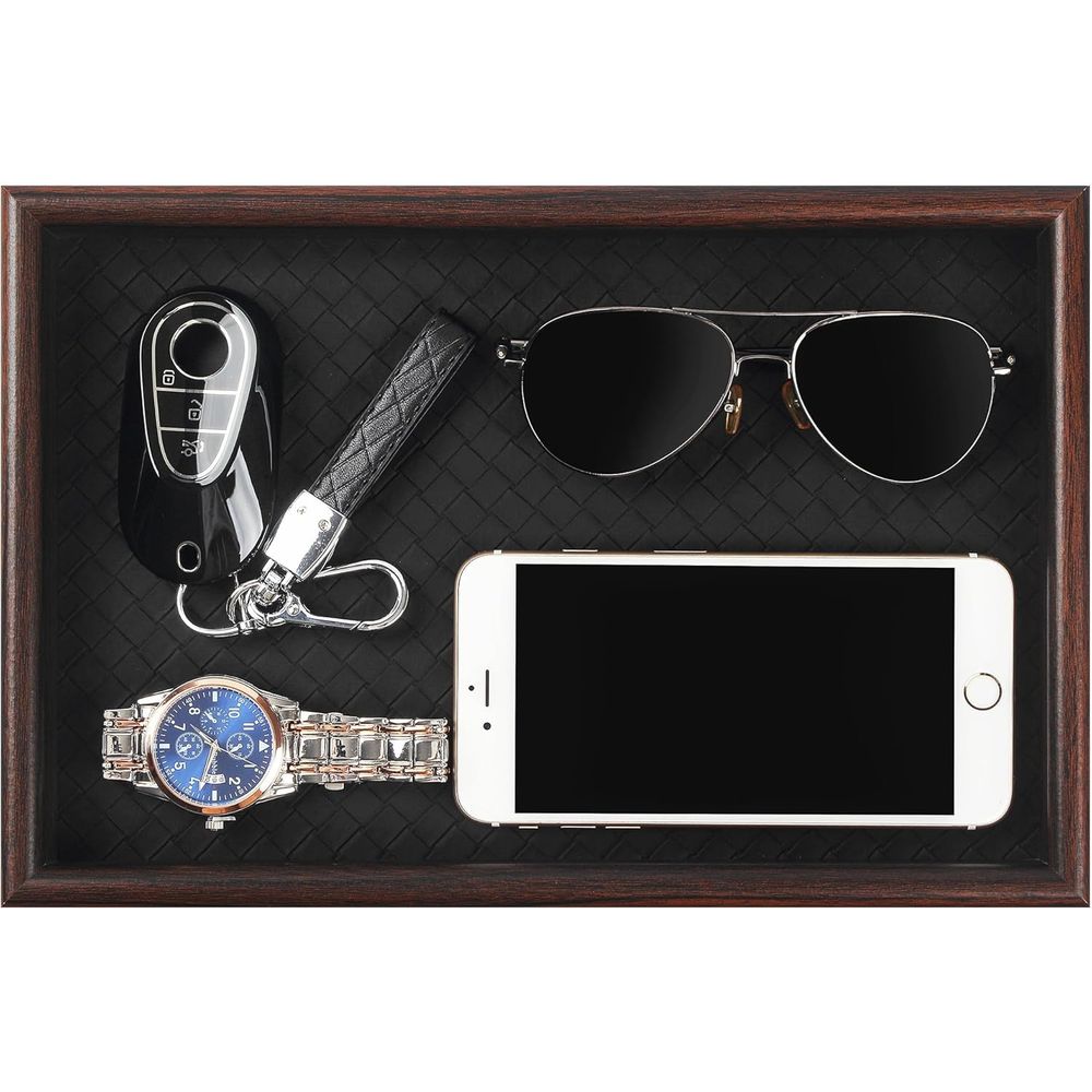 가죽 바닥 나무 트레이: 향수, 키, 지갑, 휴대폰,  - Valet Tray Nightstand Organizer Leather 리뷰 및 가격