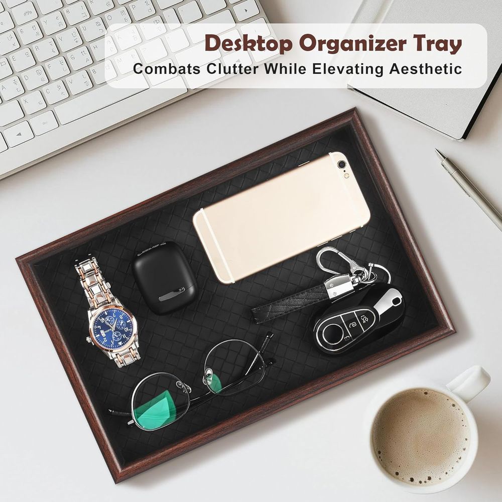 가죽 바닥 나무 트레이: 향수, 키, 지갑, 휴대폰,  - Valet Tray Nightstand Organizer Leather 리뷰 및 가격