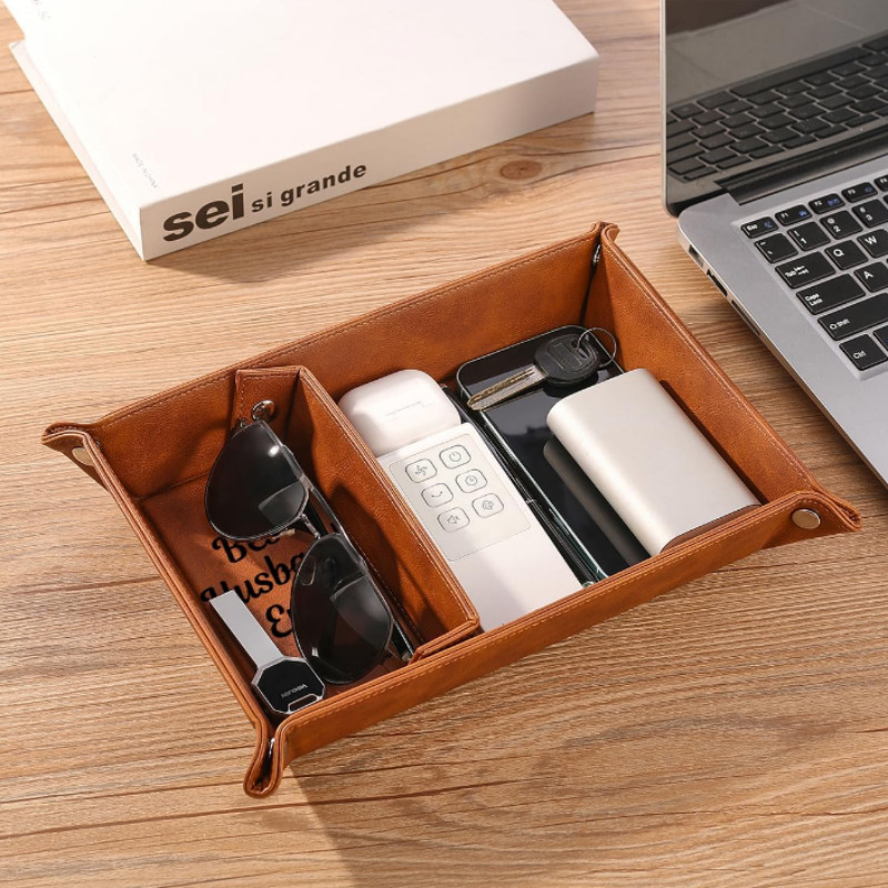맞춤형 디자인의 PU 가죽 데스크 정리함, 시계, 지갑 - Valet Tray Nightstand Organizer Leather 리뷰 및 가격